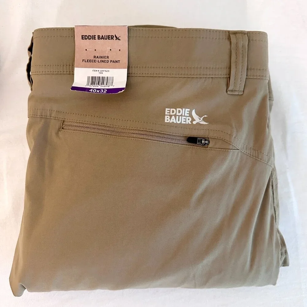 Eddie Bauer Men's Rainier Fleece Lined Pant Size 40X32 Tan Stretch Fit (NEW) - Picture 16 of 16